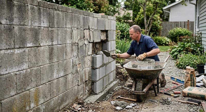 Cinder Block Wall Repair in Fayette County, GA