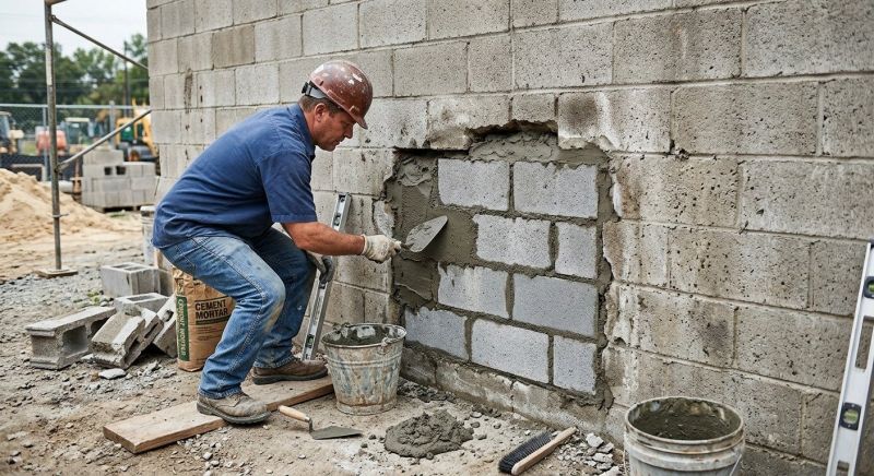 Cinder Block Wall Repair in Newnan, GA