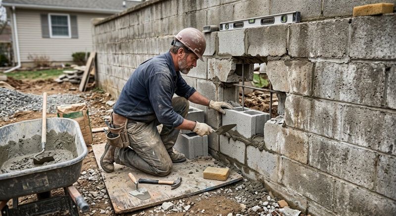 Cinder Block Wall Repair in Powder Springs, GA